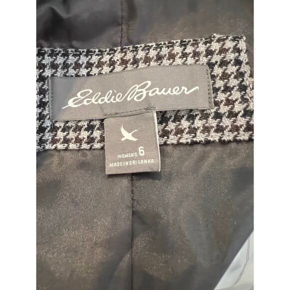 Eddie Bauer Tailored Blazer Black & Gray Houndstooth Print 6 - Picture 6 of 7